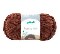 Gründl Laine Funny Uni - Laine chenille douce pour crochet - Confortable et agréable pour la peau - 100% polyester - 1 pelote de 100 g / 120 m - Aiguilles 5-6 - Marron