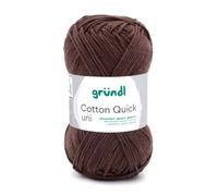 Gründl Laine Cotton Quick uni Fils à tricoter et à crocheter (100 % coton), 1 pelote à 50 g / 125 m, chocolat