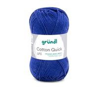 Gründl Laine Cotton Quick uni - laine fine pour crocheter - fil à tricoter - fil à crocheter - brillant et doux pour la peau - 100% coton - 1 pelote 50 g / 125 m - taille d’aiguille 3-4 - marine