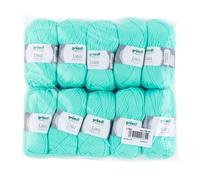 Laine polyacrylique - Gründl - Pastelltürkis - Lot de 10 - 100% lavable - Aiguilles 3-4