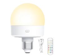 Lainiaoly Ampoules Réglables À Piles E26, Ampoules Rechargeables, Ampoule Rechargeable USB Avec Télécommande, 3 Couleurs À Intensité Variable Et 4 Minuteries