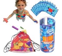 Lainiaoly De Piscine De Plongée pour Enfantt, Jouet De Piscine avec Sac en Filet, Ensemble De Jeu De Recherche Et De Recherche sous-Marine, Blocs Géométriques De Sept Couleurs, Cartes De Défi, Cadeau