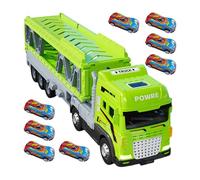 Lainiaoly Jouets Transporter Truck Cars avec 8 Petite Voiture, 2 en 1 Éjection De Pliant Camion Double Couche, Portable Circuit Voiture, Voitures Jouet Camion Cars avec Lumières Et Sons comme Cadeau