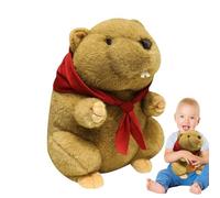 Lainiaoly Peluche Marmotte Adorable avec Écharpe, Pépinière avec Écharpe, Somnolence De Sommeil Étreignant Un Oreiller, Décoration De La Maison
