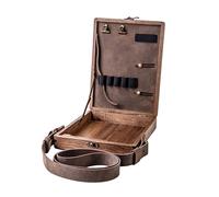 Lainiaoly Sac Messager En Bois Pour Écrivains, Ecrivain Messager Boite En Bois, Rangement Pour Outils Et Pinceaux D'artiste A5, Facteur Portable Marron Carbonisé Pour Écrivains Ou Peintre