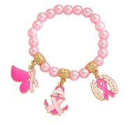 LAIOUSN Accessoire de sensibilisation avec breloque en alliage, bracelet réglable en rose pour les défenseurs de la santé et les événements spéciaux de sensibilisation au cancer du sein, taille unique