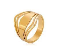 LAIOUSN Bagues en métal tendance élégantes en acier inoxydable texturées adaptées aux jeunes femmes qui aiment les accessoires uniques géométriques, Gold-color, Comme décrit, Comme décrit.