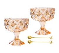 LAIOUSN Bol à dessert en verre épais avec pieds hauts pour service à la crème glacée, aux fruits, au fromage, incassable, élégant bol à salade avec support