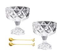 LAIOUSN Bol à dessert en verre épais avec pieds hauts pour service à la crème glacée, aux fruits, au fromage, incassable, élégant bol à salade avec support