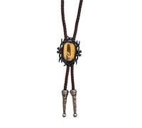 LAIOUSN Bolotie en cuir synthétique à longueur réglable avec pendentif en pierre noire pour homme et femme, taille unique, Comme décrit, Comme décrit.