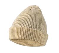 LAIOUSN Bonnets tricotés haute visibilité pour la course de nuit, le cyclisme avec fil réfléchissant, chapeau confortable sans bord pour l'extérieur, beige, Taille unique