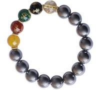 LAIOUSN Bracelet élastique ergonomique Terahertz plat rond perles ornement pour soulager la fatigue de la main Design unisexe Cristaux de térahertz naturels Pierre, 8 mm, Comme décrit
