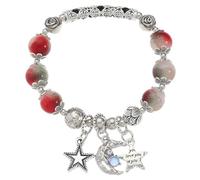 LAIOUSN Bracelet élastique unique avec pendentif étoile et lune en verre craquelé pour homme et femme, taille unique, Comme décrit