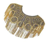LAIOUSN Châle à paillettes brodées à la mode avec perles et pompons pour femme - Pour robe de mariée et de soirée - Écharpe d'épaule à paillettes, Maille blanche dorée, Taille unique