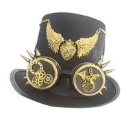 LAIOUSN Chapeau haut de forme punk pour événement à thème, décoration métallique, décoration d'aile, haut pour magiciens, spectacles de scène, fournitures de fête