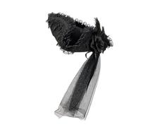 LAIOUSN Chapeau tricorne victorien avec long voile et bordure en dentelle, parfait pour costume de guerre révolutionnaire, interprètes, jeu de rôle, chapeau de pirate d'Halloween pour adulte