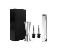 LAIOUSN Coffret cadeau luxueux pour cocktails avec pince à glace robuste en acier inoxydable, tasse à mesurer et becs anti-goutte pour les fêtes en acier inoxydable