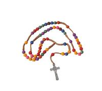 LAIOUSN Collier chapelet avec pendentif croix multicolore en forme de fleur pour cérémonies religieuses catholique prière méditations chapelet chaîne