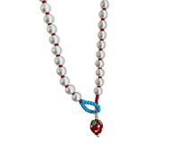 LAIOUSN Collier de perles en forme de fraise ludique pour filles - Bijoux sûrs fabriqués à partir de matériaux robustes - Bijoux essentiels pour filles