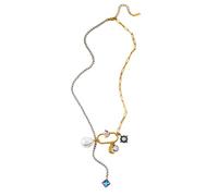 LAIOUSN Collier de perles modernes et étoilées en acier Ti - Chaîne de clavicule réglable - Bijoux tendance polyvalents pour elle au design unique