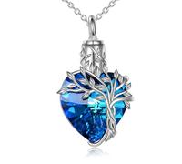 LAIOUSN Collier funéraire funéraire pour femme en acier inoxydable avec pendentif arbre enchevêtré en forme de cœur pour stockage des cendres Collier funéraire pour cendres Bijoux en acier inoxydable