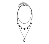 LAIOUSN Collier ras du cou réglable avec pendentif lune et étoile noire tendance avec pompons pour fêtes et festivals, taille unique, Comme décrit, Comme décrit.