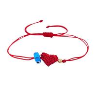 LAIOUSN Cordon rouge tressé réglable avec perles en forme de cœur et mauvais œil bleu - Bijou spirituel significatif fait à la main, taille unique, Comme décrit