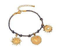 LAIOUSN Élégant pendentif soleil lune étoile en acier inoxydable robuste avec cordon tressé accessoire bijoux réglable en acier inoxydable tressé, taille unique, Comme décrit