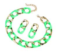 LAIOUSN Ensemble de boucles d'oreilles tendance et collier à maillons géométriques, cadeau pour femmes et filles, amateurs de mode, ensemble de bijoux à porter au quotidien, taille unique, Comme