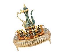 LAIOUSN Ensemble de cafetières rétro avec théière et plateau à théière - 6 tasses - Décoration artisanale - Ensemble de tasses à café rétro