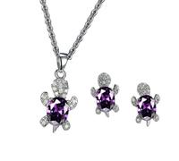 LAIOUSN Ensemble élégant collier et boucles d'oreilles en alliage pittoresque pour adolescents et adultes - Accessoires tendance inspirés de la tortue pour tous les jours, taille unique, Comme décrit