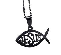 LAIOUSN Ichthys Collier avec pendentif poisson pour femme Chaîne 50 cm en acier inoxydable Texture Convient pour un usage quotidien, taille unique, Comme décrit, Comme décrit.