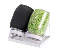 LAIOUSN Kit de germination en verre avec base ventilée et couvercle bloquant la lumière pour luzerne, haricot mungo, radis | Système de germination d'intérieur compact