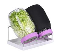 LAIOUSN Kit de germination en verre avec base ventilée et couvercle bloquant la lumière pour luzerne, haricot mungo, radis | Système de germination d'intérieur compact