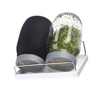 LAIOUSN Kit de germination en verre avec base ventilée et couvercle bloquant la lumière pour luzerne, haricot mungo, radis | Système de germination d'intérieur compact