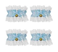 LAIOUSN Lot de 4 nœuds romantiques en dentelle décorés avec clochettes réglables pour un usage quotidien ou une fête Accessoires féminins, bleu, taille unique