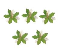 LAIOUSN Lot de 5 pendentifs en forme de fleur d'arbre de Noël étincelants - Poinsettias artificielles - Décoration de vacances - Fleurs dorées