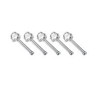 LAIOUSN Lot de 5 piercings de nez tendance en alliage en forme de L et anneau avec zircon cubique élégant pour un usage quotidien décontracté confortable, AB color straight ro, Comme décrit, Comme