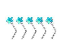 LAIOUSN Lot de 5 piercings de nez tendance en alliage en forme de L et anneau avec zircon cubique élégant pour un usage quotidien décontracté confortable, AB color straight ro, Comme décrit, Comme