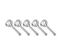 LAIOUSN Lot de 5 piercings de nez tendance en alliage en forme de L et anneau avec zircon cubique élégant pour un usage quotidien décontracté confortable, AB color straight ro, Comme décrit, Comme