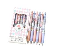 LAIOUSN Lot de 6 stylos à encre gel rétractables à motif floral neutre - Encre noire - Séchage rapide - Écriture - Journal - Pour étudiant
