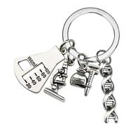 LAIOUSN Porte-clés scientifique molécules de chimie microscope anneaux bijoux texture métal convient pour cadeaux et usage quotidien Pendentif molécule de chimie, K175, taille unique