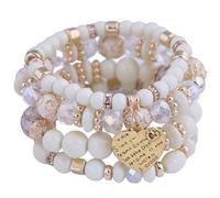 LAIOUSN Résine extensible ethnique vintage avec des accents de cœur étincelants et des pompons dynamiques design vintage élastique festival, taille unique, Comme décrit