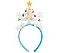 LAIOUSN Serre-tête festif vert en forme de sapin de Noël avec flocons de neige et clochettes - Accessoire de cheveux pour femmes et enfants