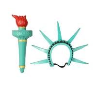 LAIOUSN Statue de la Liberté Couronne et lampe de poche Ensemble de costume pour femme Serre-tête pour adulte Statue de couronne et lampe torche Ensemble de costume pour femme Bandeau pour adulte