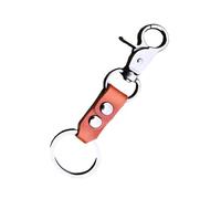 LAIOUSN Styles individualisés pour hommes, organiseurs bucoliques en métal avec anneaux en cuir synthétique robuste, porte-clé fonctionnel compact avec clip en métal, marron foncé, taille unique