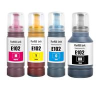 LAIPENG 102 Encre Compatible avec Epson 102 pour EcoTank ET-2700 ET-2750 ET-2751 ET-2756 ET-2850 ET-2851 ET-2856 ET-3700 ET-3750 ET-3850 ET-4750 ET-4850 ET-4856 ET-15000 Imprimante (BK/C/M/Y)