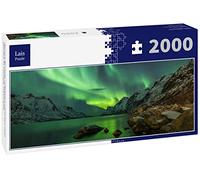 Lais Puzzle Aurora Borealis se reflétant Entre Deux Fjords à Tromsø, Panorama 2000 pièces