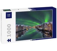 Lais Puzzle Entrepôts Trondheim Norvège Aurore boréale 1000 pièces