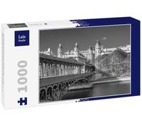 Lais Puzzle Paris, Panorama en Automne, Le Pont Bir-Hakeim et de Beaux immeubles parisiens, Vue sur la Seine en Noir et Blanc 1000 pièces